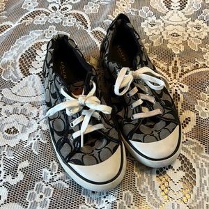 Coach Barrett II Ladies Black Monogram C Signature Sneakers Shoes Size 10 B